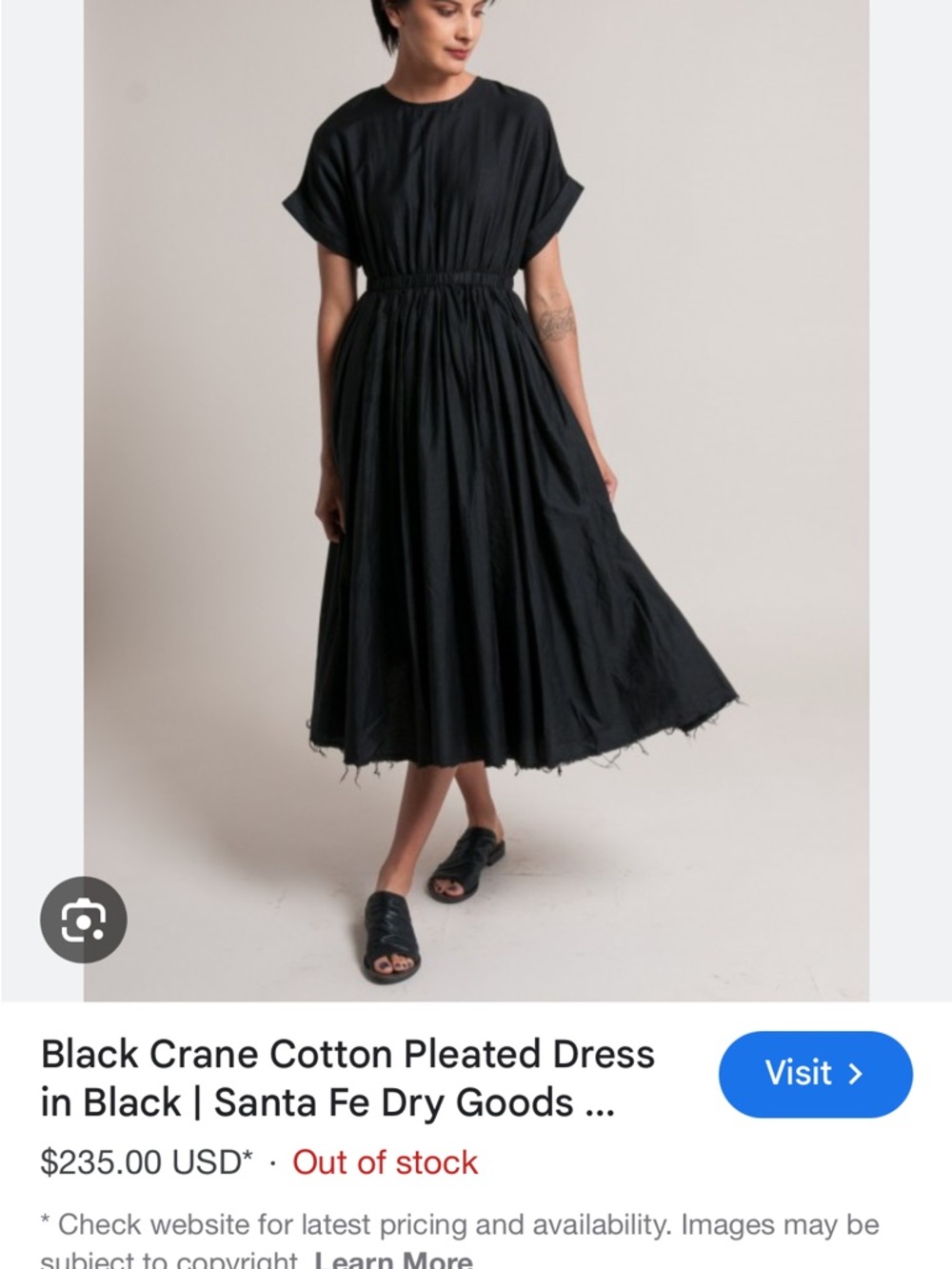 Black Crane Cotton Pleated Midi Dress in Navy Size 4